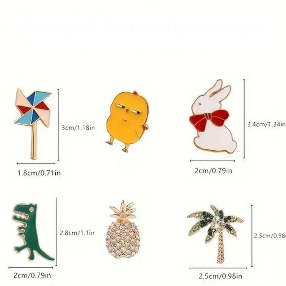 15 Piece Assorted Variety Enamel Pin Brooches Cute Cartoon Designs New - Picture 6 of 7